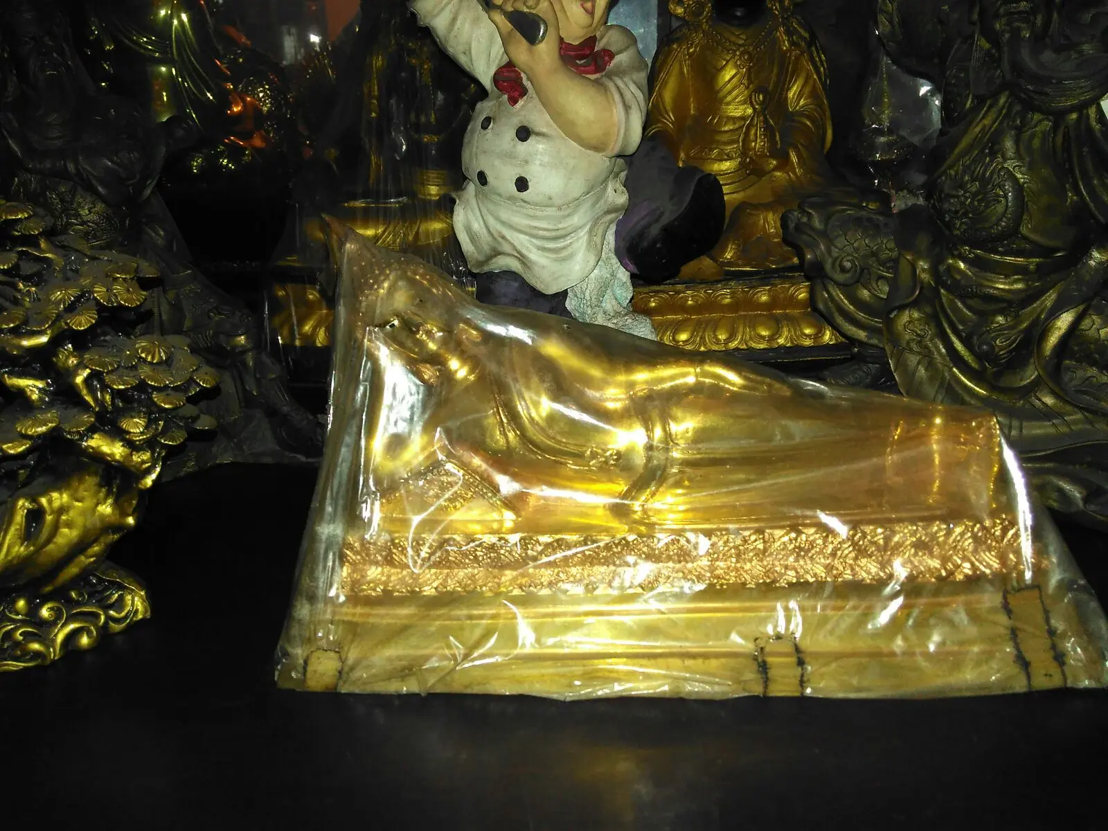 Patung Budha Tidur Kuningan 27cm