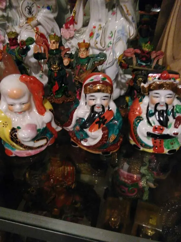 Patung Budha Fu Lu Shou Keramik 10 cm