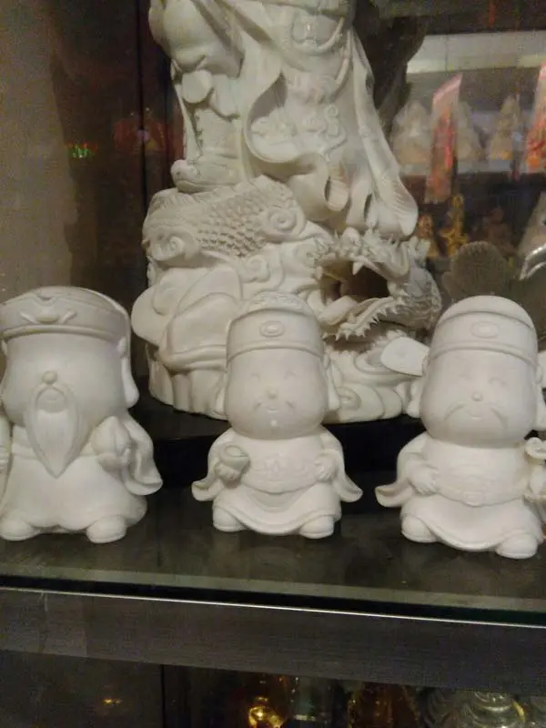 Patung Budha Fu Lu Shou Keramik 10 cm 2