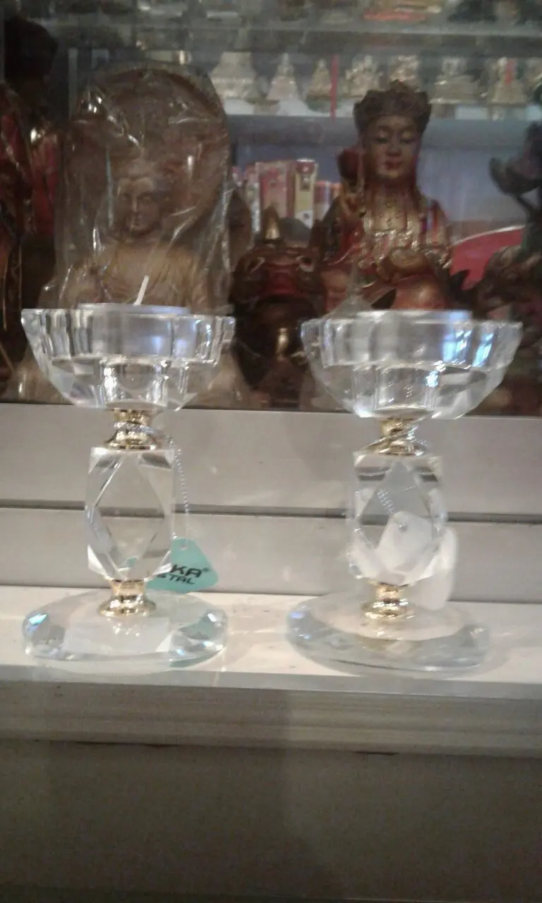 Pajangan Tempat Lilin Sembahyang Set Kristal B